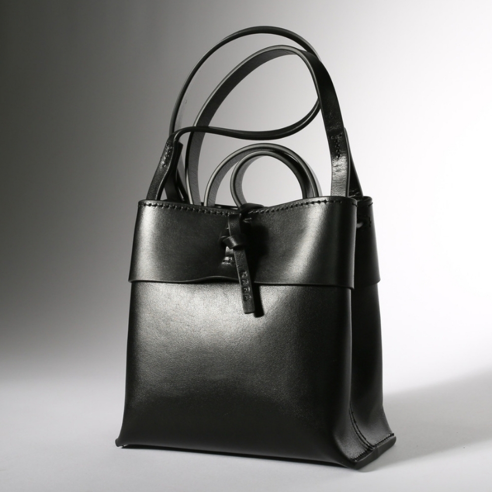 NWT KARA Nano Tie Black Leather Crossbody Bag
